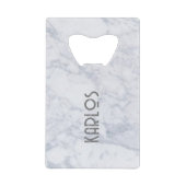 Grijze faux marmer achtergrond 2 creditkaart flessenopener (Voorkant)