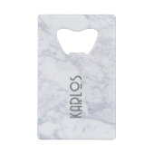 Grijze faux marmer achtergrond 2 creditkaart flessenopener (Achterkant)