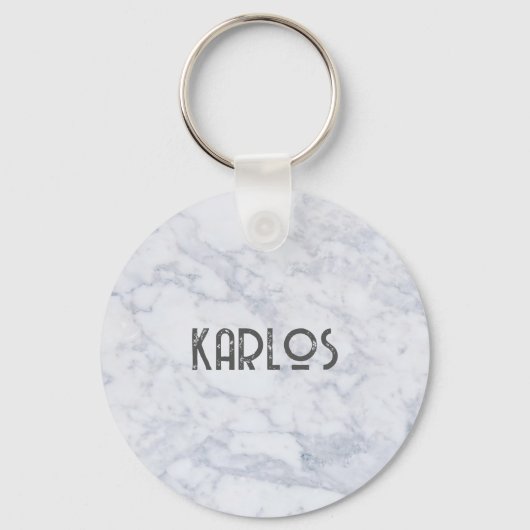 Grijze faux marmer achtergrond 2 sleutelhanger (Voorkant)
