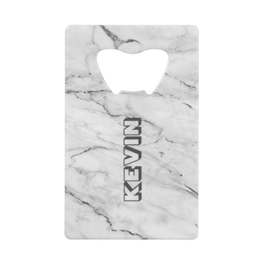 Grijze faux marmer achtergrond 3 creditkaart flessenopener (Voorkant)