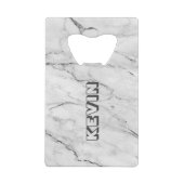 Grijze faux marmer achtergrond 3 creditkaart flessenopener (Achterkant)