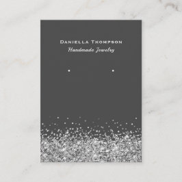 Grijze faux Silver Glitter Jewelry's die display w Visitekaartje
