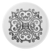 Grijze Faux Silver Medallion  keramische puin Keramische Knop (Voorkant)