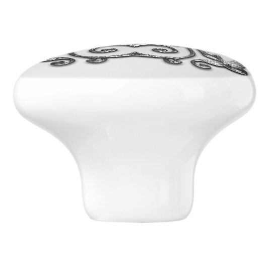 Grijze Faux Silver Medallion  keramische puin Keramische Knop (Zijkant)