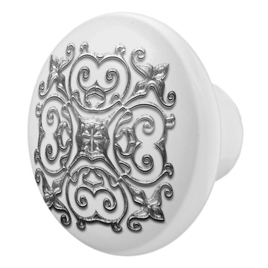 Grijze Faux Silver Medallion  keramische puin Keramische Knop (Rechts)