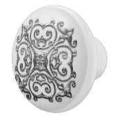 Grijze Faux Silver Medallion  keramische puin Knop (Rechts)