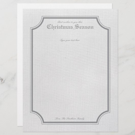 Grijze  feestdag / kerstbrief Briefpapier (Voorkant / Achterkant)