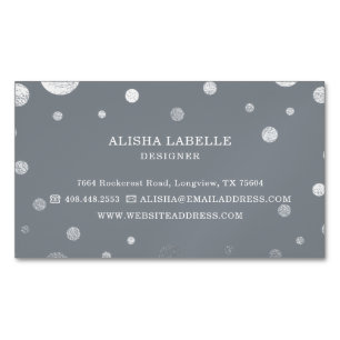 Grijze Feminine Chic Silver Confetti Polka Dot Magnetisch Visitekaartje
