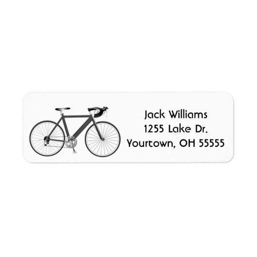 grijze fiets op wit etiket (Voorkant)