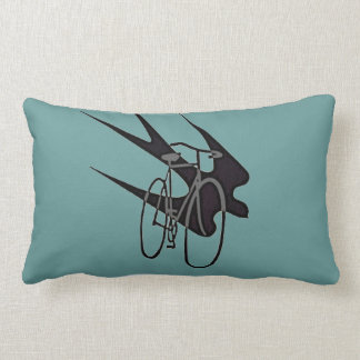 grijze fiets, zwarte vogel, Silhouette Pillow Kussen
