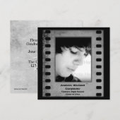 Grijze film Strip Grunge Fotokaart Uitnodiging (Voorkant / Achterkant)
