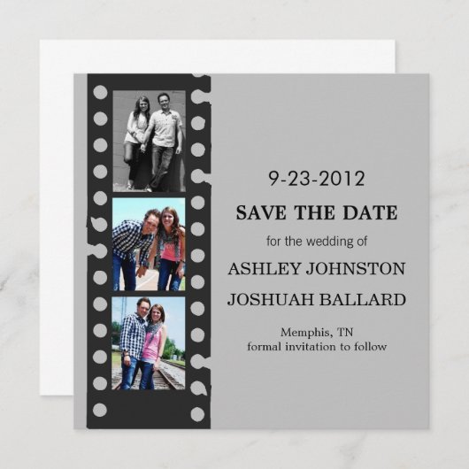 Grijze filmstrips opslaan Datum invullen Save The Date (Voorkant / Achterkant)