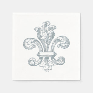 Grijze Fleur de Lis op witte achtergrond papier se Servet