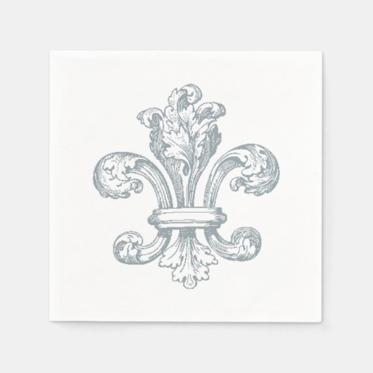 Grijze Fleur de Lis op witte achtergrond papier se Servet (Voorkant)