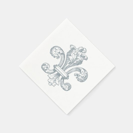 Grijze Fleur de Lis op witte achtergrond papier se Servet (Hoek)