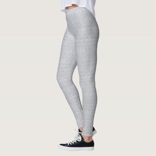 Grijze fleur De Lis Pattern Leggings (Links)