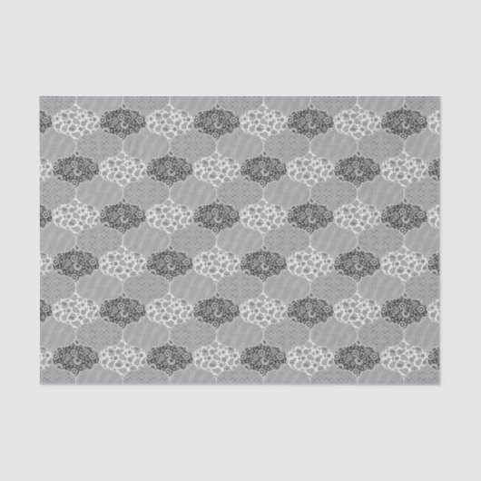 Grijze flora van het Marokkaanse patroonpatroon Tissuepapier (Voorkant)