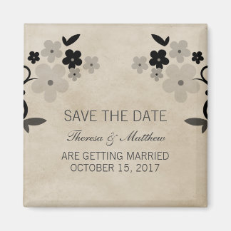 Grijze  Floral bespaart de Datum Magnet