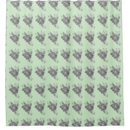 Grijze Floral op Groen Shower Curtain Douchegordijn