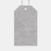 Grijze Floral reliëf look Cadeaulabel (Voorkant)