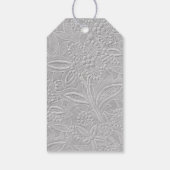 Grijze Floral reliëf look Cadeaulabel (Achterkant)