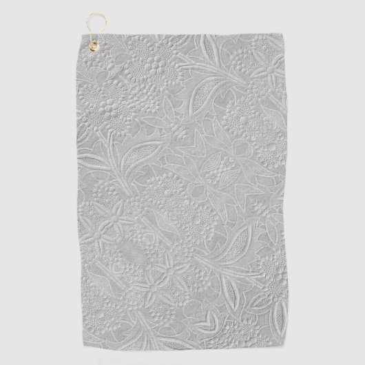 Grijze Floral reliëf look Golfhanddoek (Voorkant)