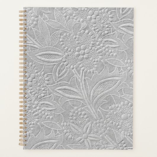 Grijze Floral reliëf look Planner (Voorkant)