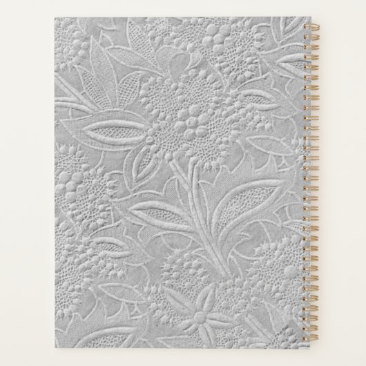 Grijze Floral reliëf look Planner (Achterkant)