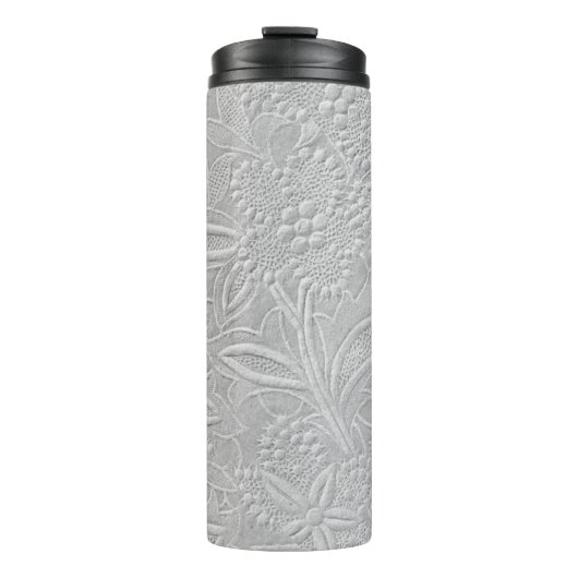 Grijze Floral reliëf look Thermosbeker (Voorkant)