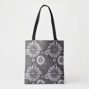 grijze florale canvas tas