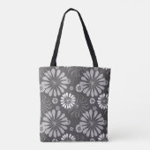grijze florale canvas tas (Achterkant)