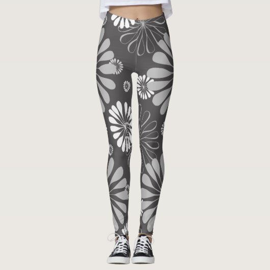 grijze florale leggings (Voorkant)