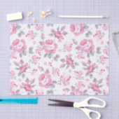 grijze florale shabby, roze patroon, bleke rozen,  tissuepapier (Craft)