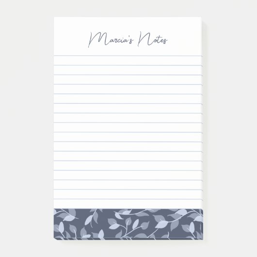 grijze Florals Moderne Gepersonaliseerde Aangepas Post-it® Notes (Voorkant)