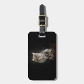Grijze Fluffy Kat  Bagagelabel (Voorkant verticaal)