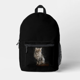 Grijze Fluffy Kat  Bedrukte Rugzak