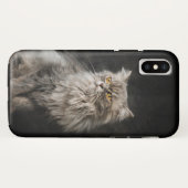 Grijze Fluffy Kat Case-Mate iPhone Case (Achterkant (horizontaal))