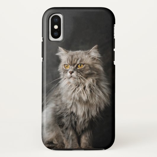 Grijze Fluffy Kat Case-Mate iPhone Case (Achterkant)