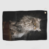 Grijze Fluffy Kat Golfhanddoek (Horizontaal)