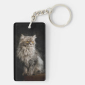 Grijze Fluffy Kat  Sleutelhanger (achterkant)
