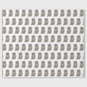 Grijze fluffy Kitten op wit Cadeaupapier (Vlak)