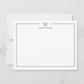 Grijze formele monogram minimalistisch klassieke f notitiekaartje (Voorkant)