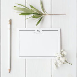 Grijze formele monogram minimalistisch klassieke f notitiekaartje