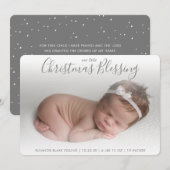 Grijze foto Geboorte Aankondiging Elegante Kerstmi (Voorkant / Achterkant)