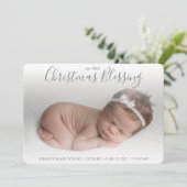 Grijze foto Geboorte Aankondiging Elegante Kerstmi (Staand voorkant)