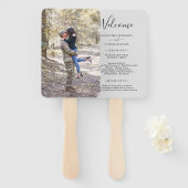 Grijze foto Klassieke aangepaste bruiloft programm Handwaaier (Voorkant en achterkant)