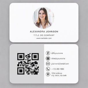 Grijze foto QR-code sociale media Visitekaartje