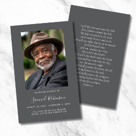 Grijze foto Sympathy Funeral Memorial Kaart Visitekaartje
