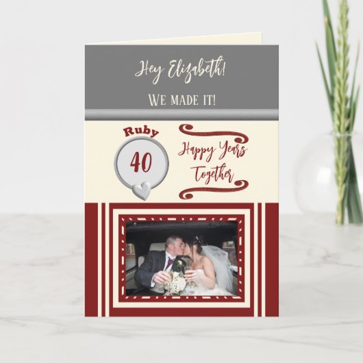 Grijze foto van het 40e verjaardag van het echtgen kaart (Voorkant)