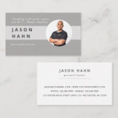 grijze foto van persoonlijke trainer visitekaartje (Voorkant / Achterkant)